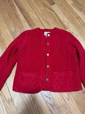 Abercrombie xs Red Cable Knit Button Cardigan lady jacket